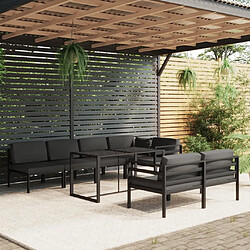 vidaXL Salon de jardin 8 pcs avec coussins Aluminium Anthracite