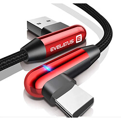 Acheter Evelatus TPC05 Câble de chargeur USB vers USB-C en nylon tressé en forme de L pour données et PD 20 W 1 m Rouge