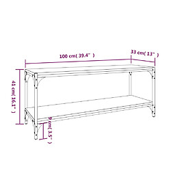 vidaXL Meuble TV Noir 100x33x41 cm Bois d'ingénierie et acier pas cher