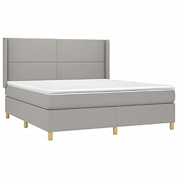 Avis Maison Chic Structures de lit + matelas,Lit à sommier tapissier avec matelas Gris clair 160x200cm Tissu -MN76550