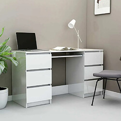 Maison Chic Bureau,Table de travail,bureau de travail pour chambre Blanc brillant 140x50x77 cm Aggloméré -GKD35201