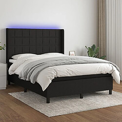 Sommier à lattes,Cadre à lattes de lit pour Adulte matelas et LED Noir 140x190 cm Tissu -MN55293