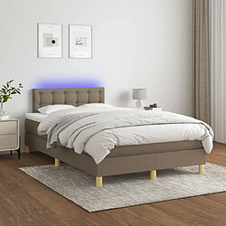 Sommier à lattes LED,Cadre à lattes de lit avec matelas pour Adulte Taupe 120x200 cm Tissu -MN11716