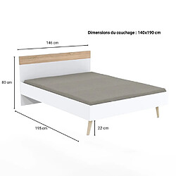 Acheter Le Quai Des Affaires Lit CAMPER 160x200 cm / Décor chêne blanchi et blanc