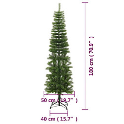 vidaXL Sapin de Noël artificiel mince avec support 180 cm PE pas cher