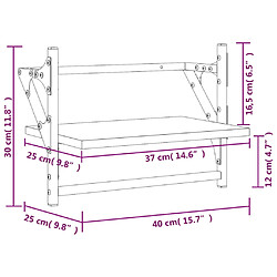 vidaXL Étagères murales avec barres 2 pcs noir 40x25x30 cm pas cher