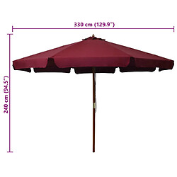 Acheter vidaXL Parasol d'extérieur avec mât en bois 330 cm Bordeaux