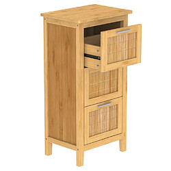 Avis EISL Armoire de salle de bain avec 3 tiroirs Bambou 30x42x82 cm