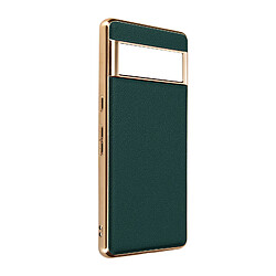 Avizar Coque pour Google Pixel 7 Pro Cuir véritable Contour métallisé Antichocs Vert