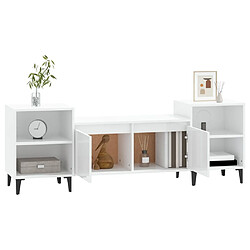 Acheter Maison Chic Meuble TV scandinave - Banc TV pour salon Blanc brillant 160x35x55 cm Bois d'ingénierie -MN99659