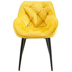 Decoshop26 Chaise de salle à manger x1 design et moderne assise en velours jaune et pieds en métal noir 10_0001493