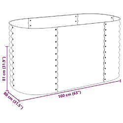 vidaXL Lit surélevé de jardin 160x80x81 cm Acier galvanisé Gris pas cher