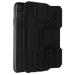 Avizar Coque iPhone 11 Bi matière Rigide et Silicone Antichoc Béquille Support Noir