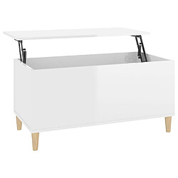 ComfortXL Table Basse Blanc Brillant 90x44,5x45 Cm Bois D'ingénierie