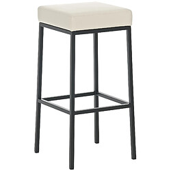 Decoshop26 Lot de 2 tabourets de bar avec repose-pieds design simple hauteur 85 cm en PVC crème et métal noir 10_0004378