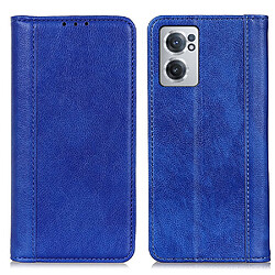 Etui en PU texture litchi, auto-absorbé magnétique, anti-chocs avec support, bleu pour votre OnePlus Nord CE 2 5G