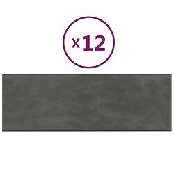 vidaXL Panneaux muraux 12 pcs Gris foncé 90x30 cm Velours 3,24 m²