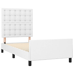 Acheter Maison Chic Lit adulte - Cadre Structure de lit avec tête de lit Contemporain Blanc 90x200 cm Similicuir -MN35565