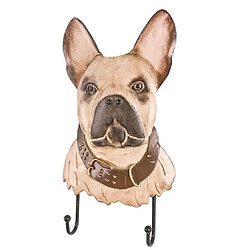 Pegane Patère murale en métal motif visage de bouledogue - Longueur 20 x Hauteur 36 x Profondeur 5 cm