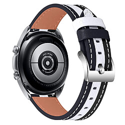 Bracelet en cuir véritable épissage de couleur (20mm), noir/blanc pour votre Garmin Forerunner 645/Forerunner 645 Music