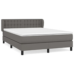 vidaXL Sommier à lattes de lit avec matelas Gris 140x190 cm Similicuir