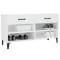 Acheter Maison Chic Armoire à chaussure,Meuble à Chaussures Blanc brillant 102x35x55 cm Bois ingénierie -MN74601