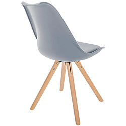 Decoshop26 Chaise de salle à manger x1 style scandinave assise en plastique gris et pieds ronds en bois clair 10_0001446 pas cher