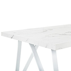 Acheter Beliani Table de repas GRIEGER Effet marbre Blanc