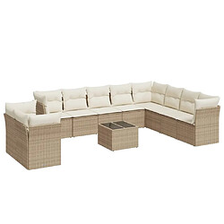 Maison Chic Salon de jardin 11 pcs avec coussins | Ensemble de Table et chaises | Mobilier d'Extérieur beige résine tressée -GKD88050