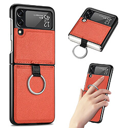 Coque en TPU + PU anti-rayures, anti-empreintes digitales orange pour votre Samsung Galaxy Z Flip3 5G