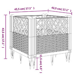 vidaXL Jardinière avec piquets noir 43,5x43,5x43,5 cm PP pas cher