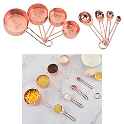 Lot De 8 Tasses Et Cuillères à Mesurer En Acier Inoxydable Cuisson Avec Manche Long Or Rose pas cher