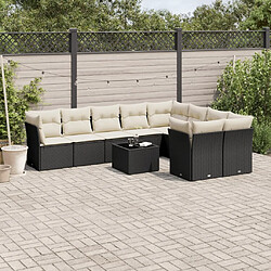 Maison Chic Salon de jardin 10 pcs avec coussins | Ensemble de Table et chaises | Mobilier d'Extérieur noir résine tressée -GKD29806