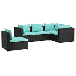 Maison Chic Salon de jardin 5 pcs + coussins - Mobilier/Meubles de jardin - Table et chaises d'extérieur Résine tressée Noir -MN63804