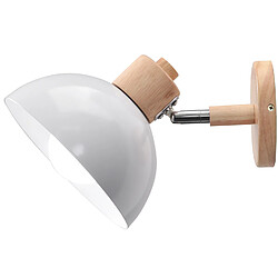 Stoex Ø20CM Applique Murale Rétro Moderne Applique Murale en Bois Et Métal Lampe Murale Simple, Angle Réglable, Pour Salon, Chambre À Coucher (Blanc) E27