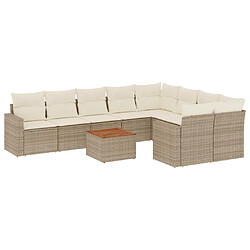 Maison Chic Salon de jardin avec coussins 10 pcs, Ensemble Tables et chaises de jardin, beige résine tressée -GKD376305