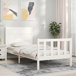 Maison Chic Cadre/structure de lit et tête de lit pour adulte - Lit Moderne Chambre blanc 100x200 cm bois massif -MN56837