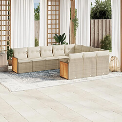 Maison Chic Salon de jardin avec coussins 10 pcs | Ensemble de Table et chaises | Mobilier d'Extérieur beige résine tressée -GKD63060