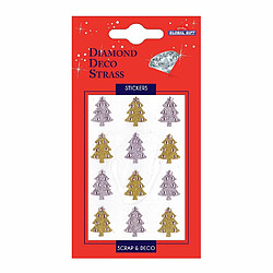 Youdoit Autocollants strass diamant - Sapins dorés et argentés