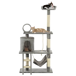 Helloshop26 Arbre à chat griffoir grattoir niche jouet animaux peluché en sisal 140 cm gris 3702125