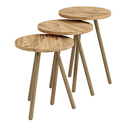 Helloshop26 Set de 3 tables d'appoint rondes trépied effet bois 03_0008384