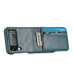 Acheter Universal Étui de téléphone pliant en cuir PU pour Samsung Galaxy Z Flip 3 - Cyan