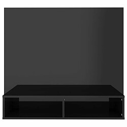 Maison Chic Meuble TV scandinave mural suspendu - Noir brillant 102x23,5x90 cm Aggloméré -MN19215 pas cher