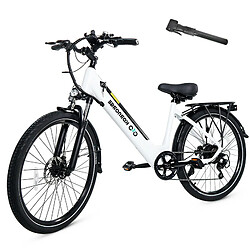 Vélo électrique Kornorge, moteur 350 W, batterie 36 V/12,5 Ah, pneus 26 pouces, C7 - Blanc