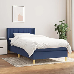 Maison Chic Structures de lit + matelas,Lit à sommier tapissier avec matelas Bleu 90x190 cm Tissu -MN84785