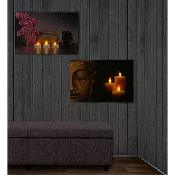 Decoshop26 Toile de décoration murale x2 LED tableau illuminé motif bouddha DEC04016