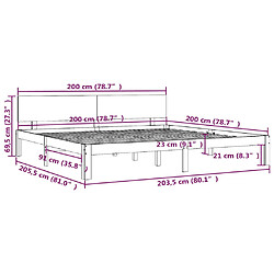 vidaXL Cadre de lit sans matelas bois massif de pin 200x200 cm pas cher