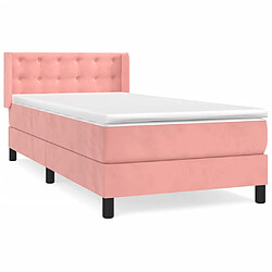 vidaXL Sommier à lattes de lit avec matelas Rose 90x190 cm Velours