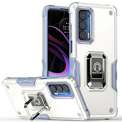 Coque en TPU anti-rayures avec béquille à anneau rotatif argent pour votre Motorola Edge 30 Pro