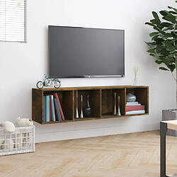 Avis vidaXL Bibliothèque/Meuble TV Chêne fumé 143x30x36cm Bois d'ingénierie